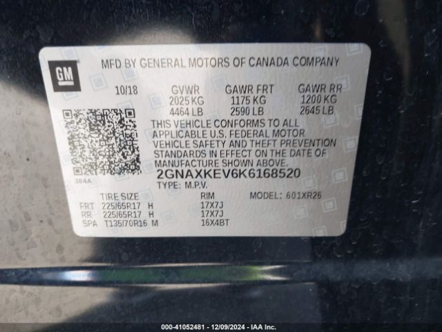 2GNAXKEV6K6168520 Chevrolet EQUINOX LT