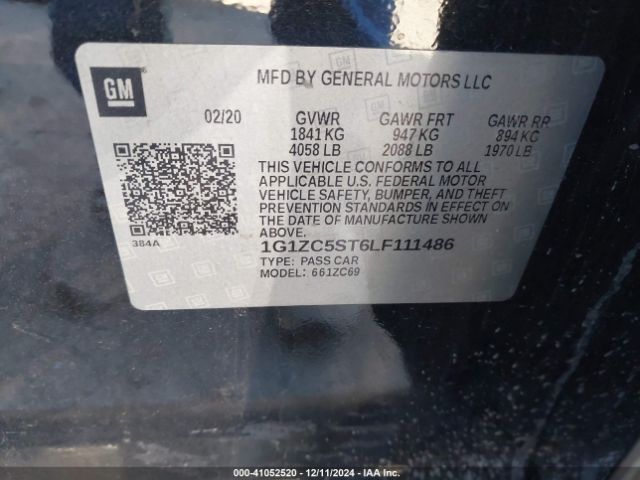 1G1ZC5ST6LF111486 Chevrolet Malibu Fwd 1fl