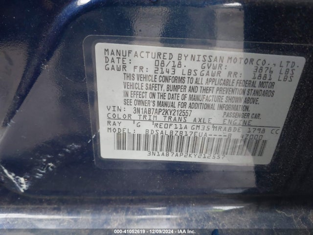 Nissan SENTRA S 2019 3N1AB7AP2KY212557 Image 9