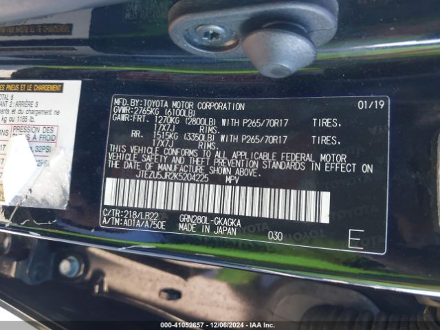 JTEZU5JR2K5204225 Toyota 4runner Sr5 Premium