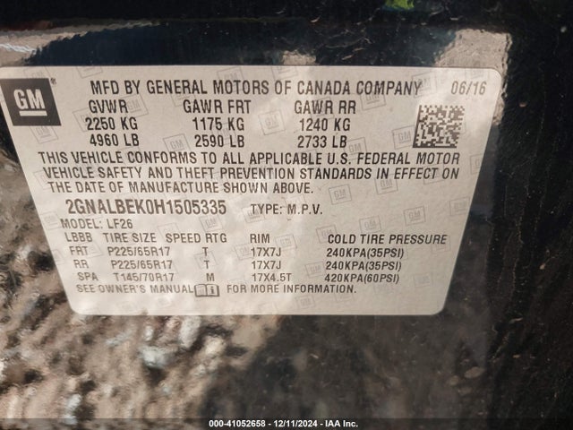 2GNALBEK0H1505335 Chevrolet EQUINOX LS