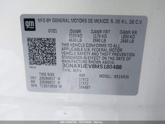3GNAXUEV8MS180488 Chevrolet Equinox Awd Lt