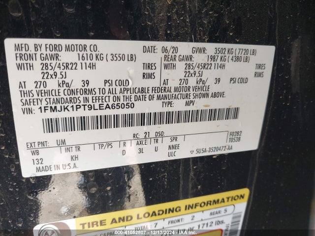 Ford Expedition King Ranch Max 2020 1FMJK1PT9LEA65050 Image 9