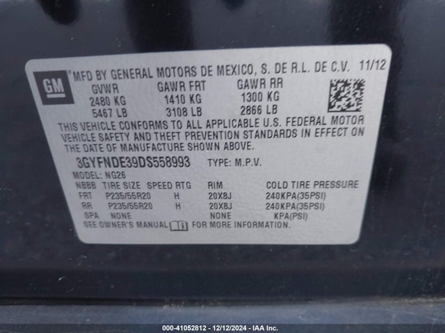2013 CADILLAC SRX 3GYFNDE39DS558993 Photo 8