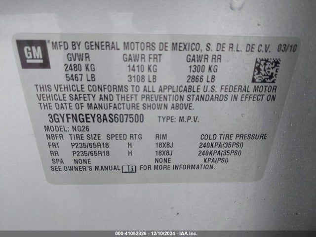 2010 CADILLAC SRX 3GYFNGEY8AS607500 Photo 8