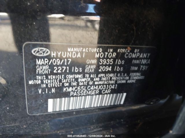 KMHC65LC4HU031041 Hyundai Ioniq Hybrid Blue