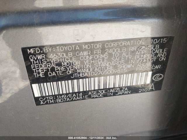 JTHBA1D27G5009815 Lexus IS 200T