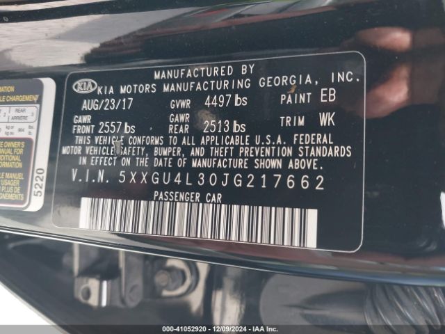 5XXGU4L30JG217662 KIA OPTIMA EX