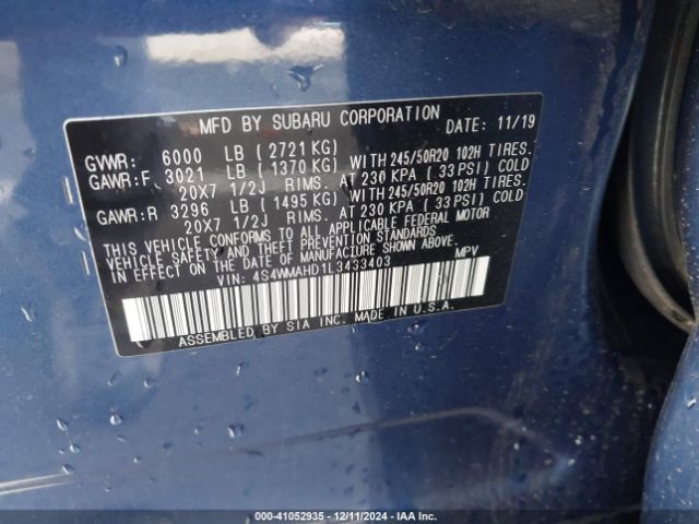 4S4WMAHD1L3433403 Subaru Ascent Premium