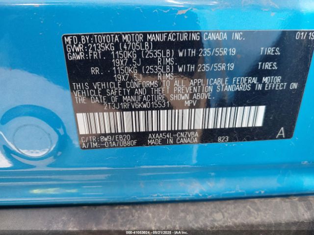 2019 TOYOTA RAV4 2T3J1RFV6KW015531 Photo 8