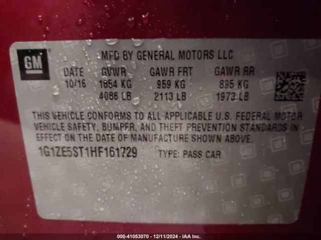 1G1ZE5ST1HF161729 Chevrolet MALIBU 1LT