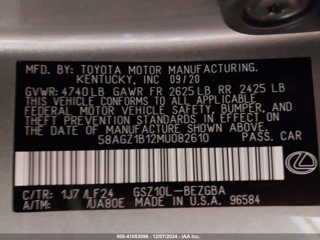 58AGZ1B12MU082610 Lexus Es 350 F Sport