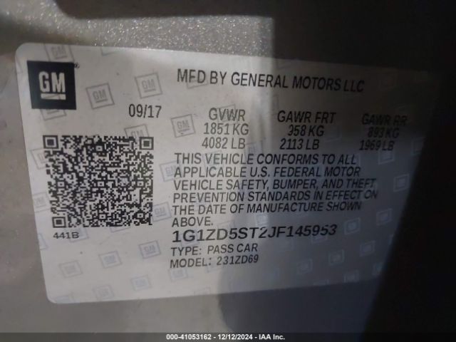 1G1ZD5ST2JF145953 Chevrolet MALIBU LT