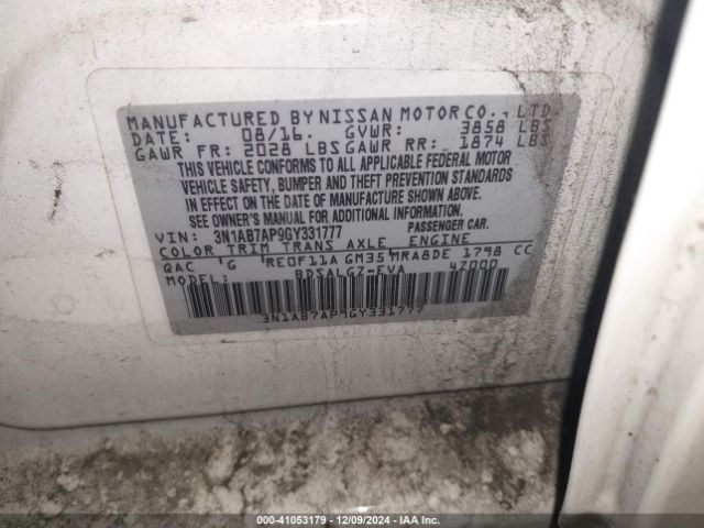 3N1AB7AP9GY331777 Nissan SENTRA SL