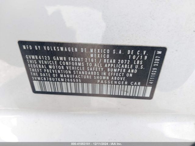 3VWCB7BU7KM266595 Volkswagen Jetta 1.4t R-line/1.4t S/1.4t Se