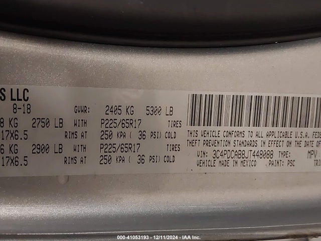3C4PDCAB8JT448088 Dodge JOURNEY SE