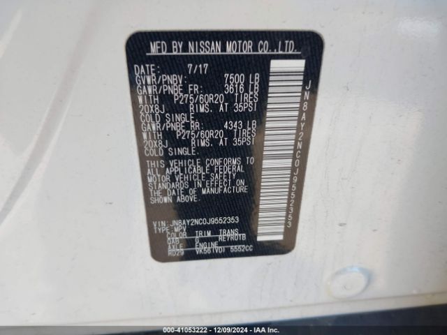 JN8AY2NC0J9552353 Nissan Armada Sl