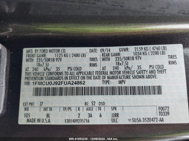 Ford Escape Titanium 2015 1FMCU0J92FUA24862 Image 9