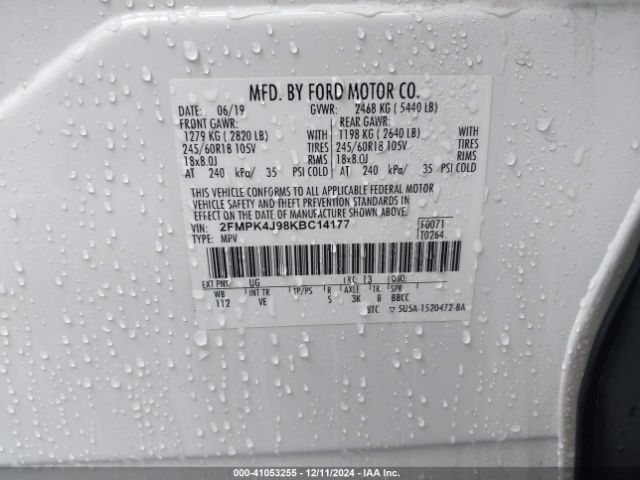 2FMPK4J98KBC14177 Ford EDGE SEL