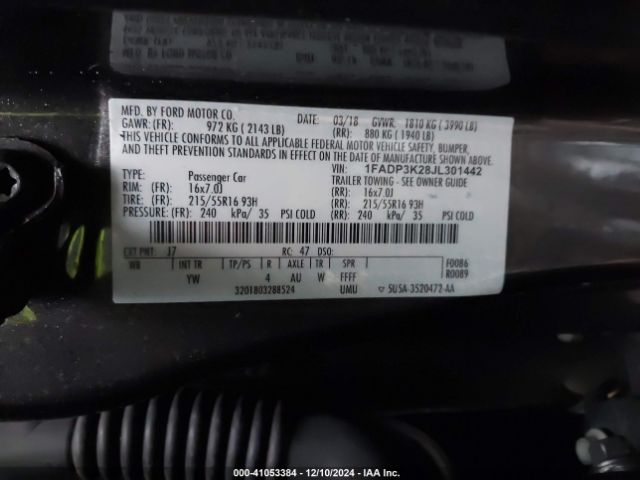 1FADP3K28JL301442 Ford FOCUS SE