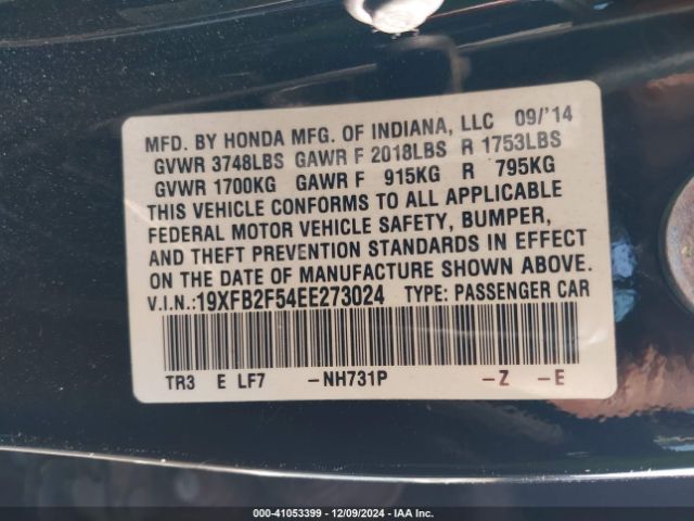 19XFB2F54EE273024 Honda Civic Lx