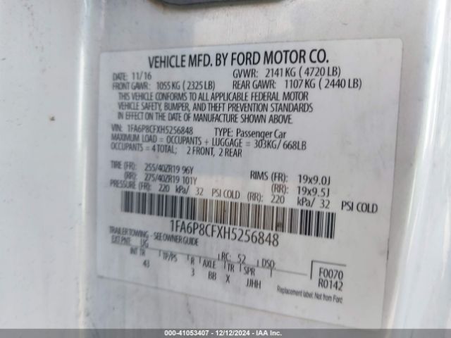 1FA6P8CFXH5256848 Ford Mustang Gt Premium