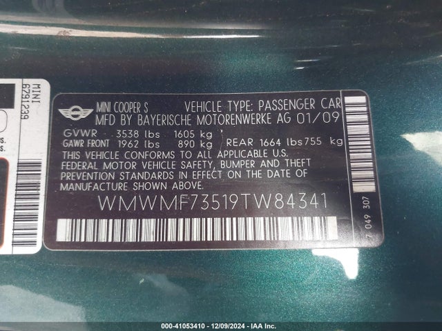 2009 MINI COOPER S WMWMF73519TW84341 Photo 8