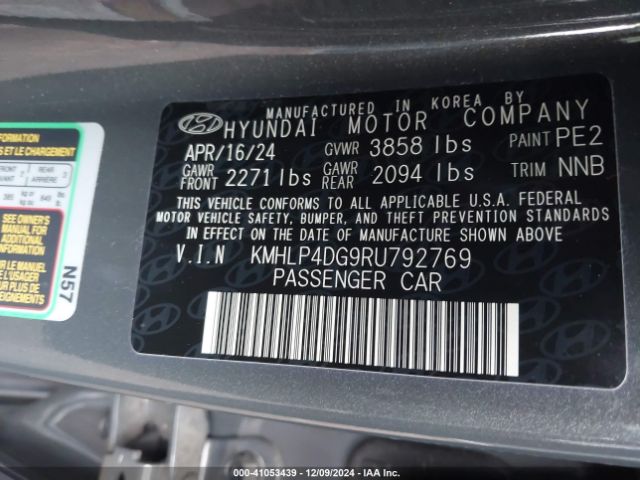 KMHLP4DG9RU792769 Hyundai Elantra Limited