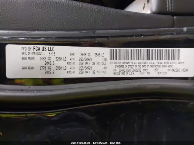 1C4RDJDGXFC861296 Dodge DURANGO LIMITED