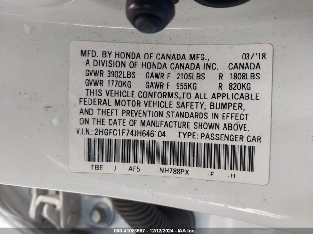Honda Civic Ex-l 2018 2HGFC1F74JH646104 Image 9