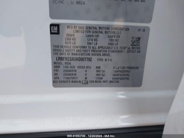 LRBFXCSA5KD007792 Buick Envision Fwd Essence
