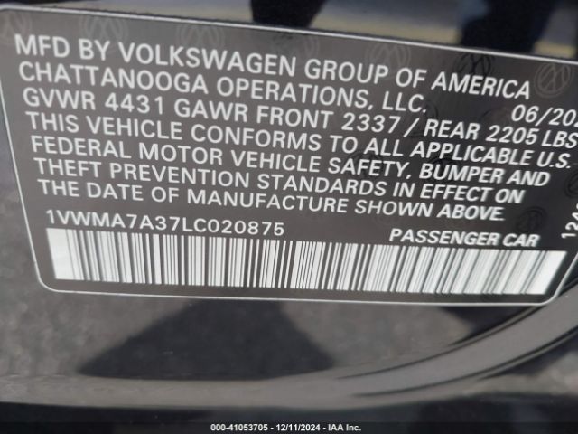 1VWMA7A37LC020875 Volkswagen Passat 2.0t R-line