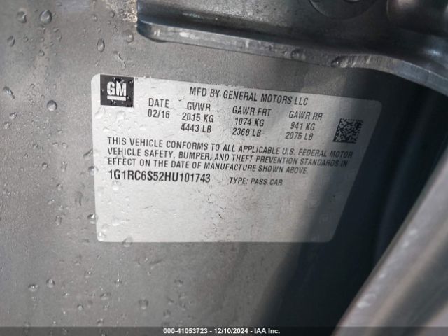 1G1RC6S52HU101743 Chevrolet VOLT LT