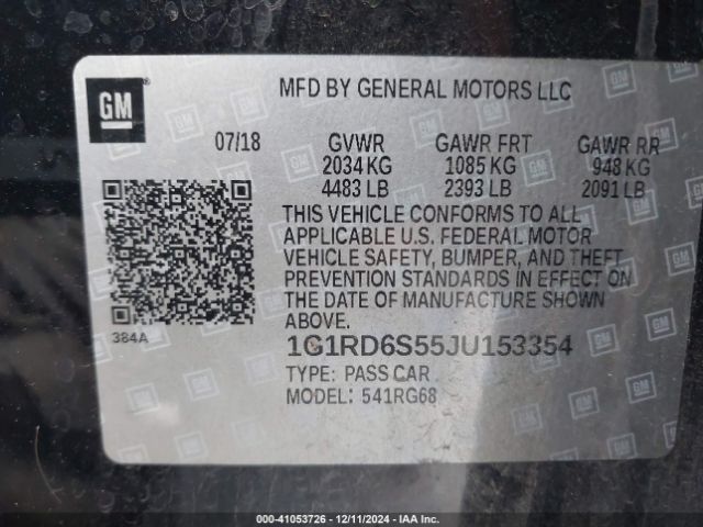 1G1RD6S55JU153354 Chevrolet Volt Premier