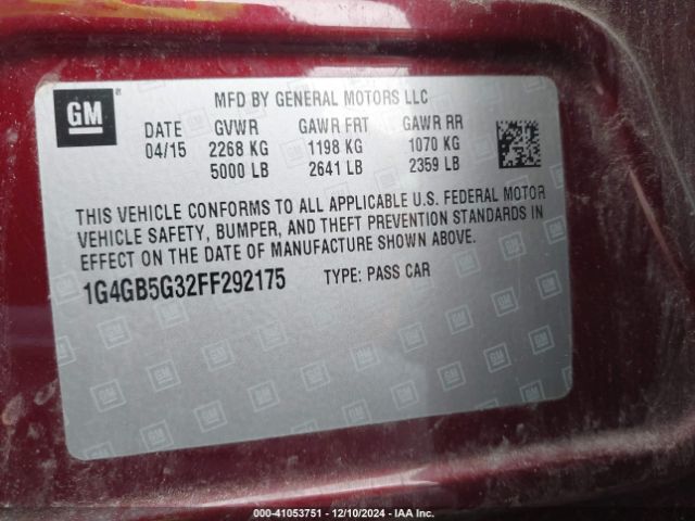 1G4GB5G32FF292175 Buick Lacrosse Leather
