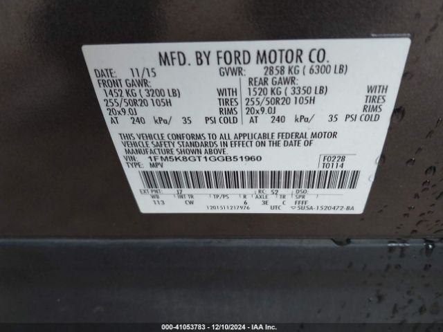 1FM5K8GT1GGB51960 Ford EXPLORER SPORT