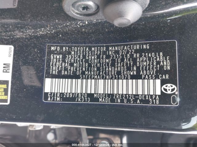 2022 TOYOTA COROLLA 5YFEPMAE7NP311070 Photo 8