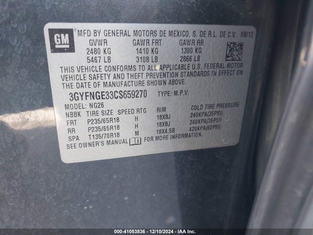 2012 CADILLAC SRX 3GYFNGE33CS659270 Photo 8