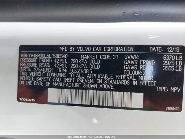 YV4BR00L5L1586540 Volvo Xc90 Hybrid T8 Inscription 6 Passenger