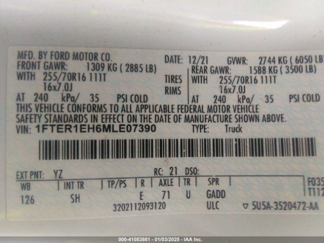 1FTER1EH6MLE07390 Ford RANGER XL