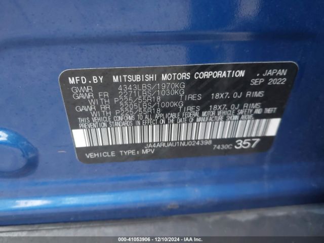 2022 MITSUBISHI OUTLANDER SPORT JA4ARUAU1NU024398 Photo 8