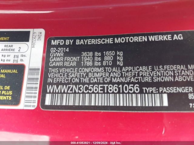 WMWZN3C56ET861056 Mini Convertible Cooper
