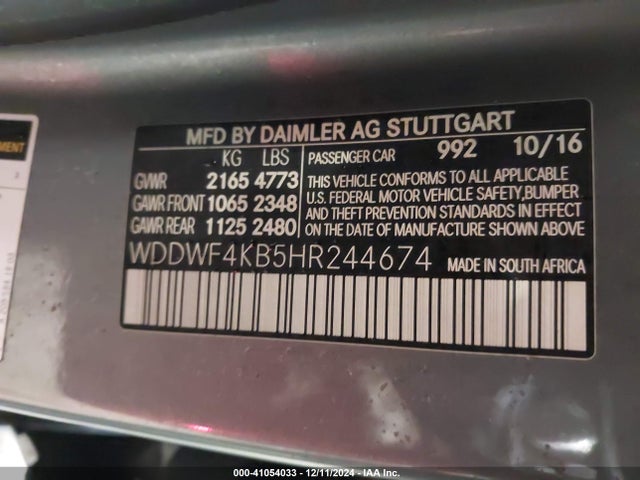 WDDWF4KB5HR244674 Mercedes-Benz C 300 4matic/luxury 4matic/sport 4matic