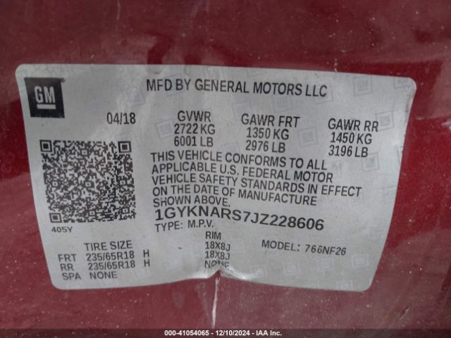 1GYKNARS7JZ228606 Cadillac Xt5 Standard
