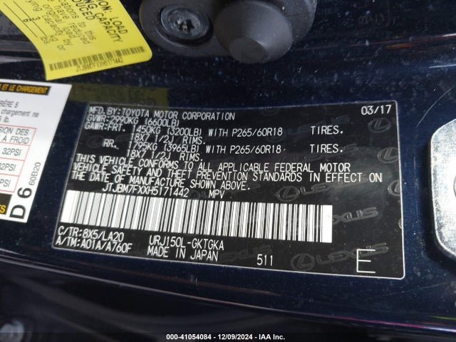 JTJBM7FXXH5171442 Lexus GX 460