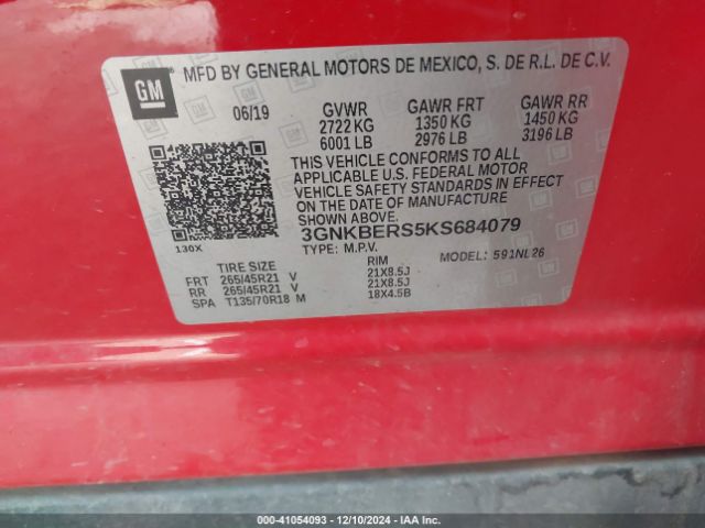 3GNKBERS5KS684079 Chevrolet BLAZER RS