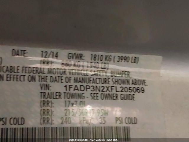 1FADP3N2XFL205069 Ford Focus Titanium