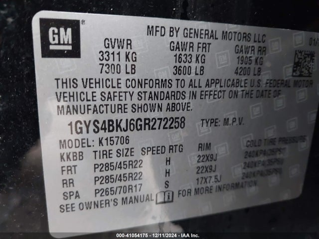2016 CADILLAC ESCALADE 1GYS4BKJ6GR272258 Photo 8