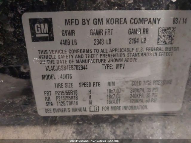 KL4CJGSB4EB702944 Buick Encore Leather