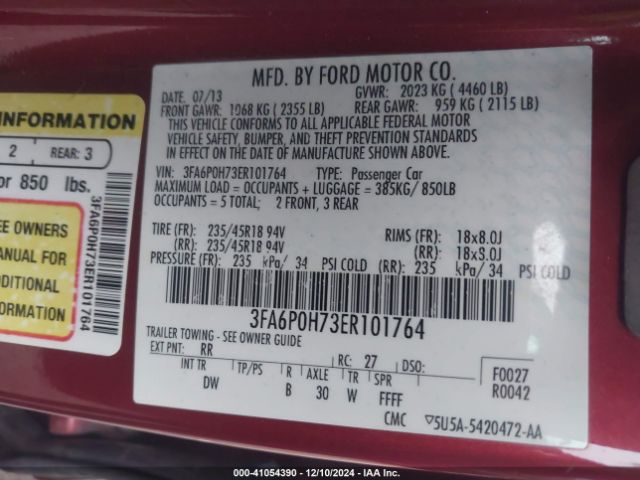 3FA6P0H73ER101764 Ford FUSION SE
